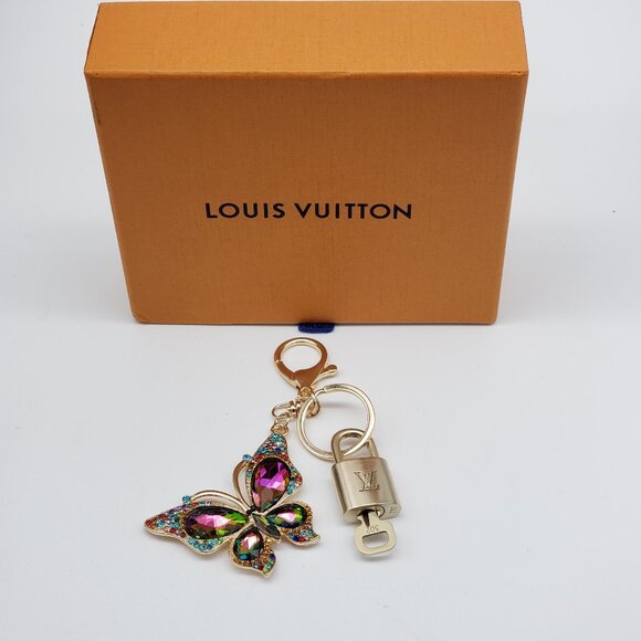 Authentic Louis Vuitton Gold Lock & Box w/ Unbranded Butterfly Bagcharm - Picture 4 of 6